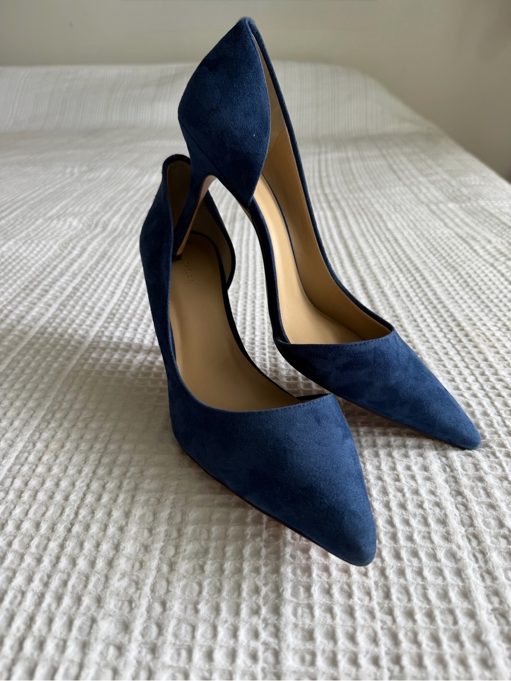 Ann Taylor Navy Suede Pointed-Toe Stiletto Heels